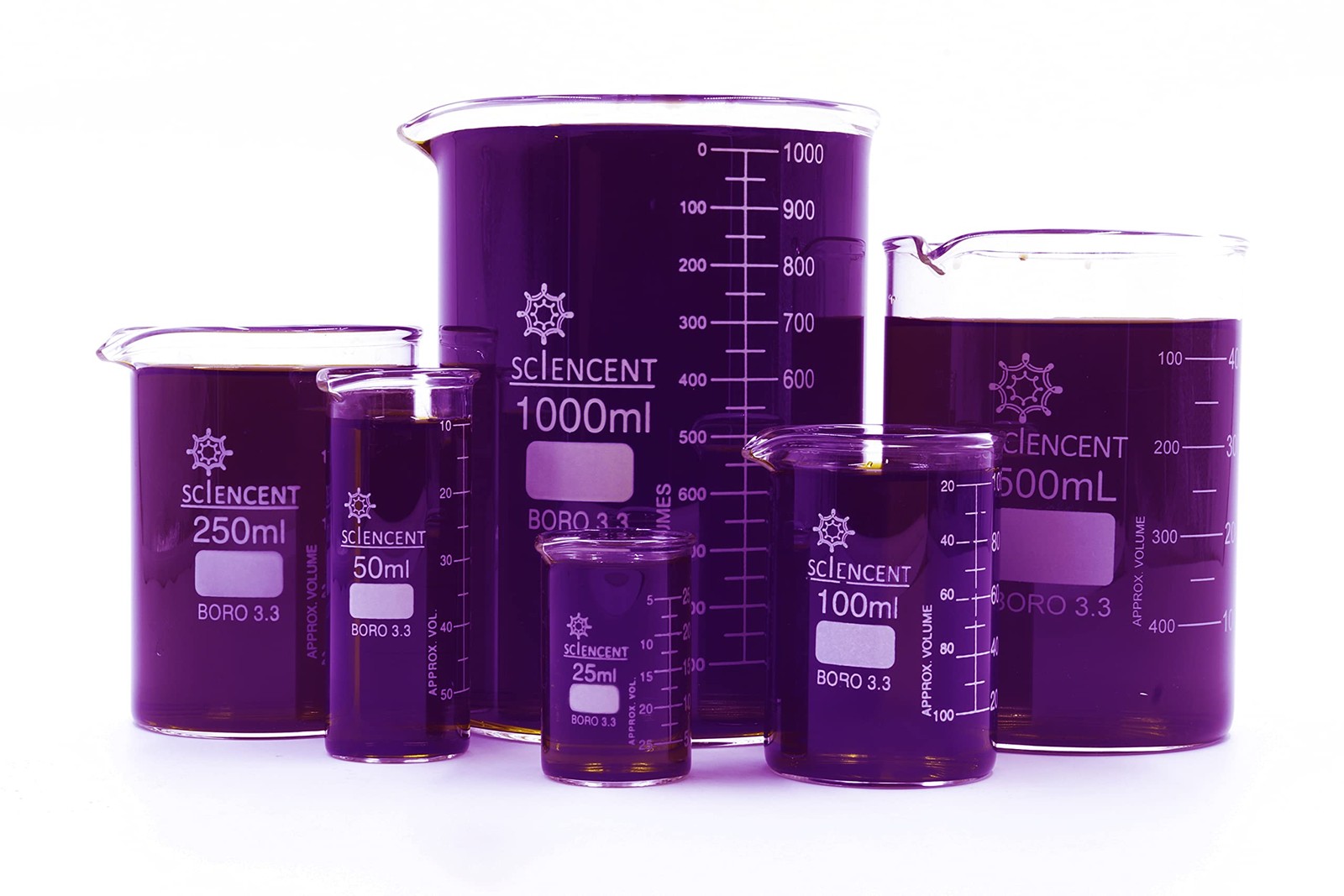 Set of 6 Laboratory Glassware Science Lab Chemistry Beaker 50/100/250/500/1000ml