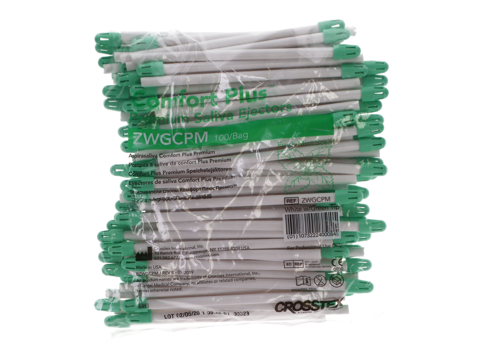 ZWGCPM Comfort Plus Premium Disposable Saliva Ejectors Mint 100/bg – Crosstex