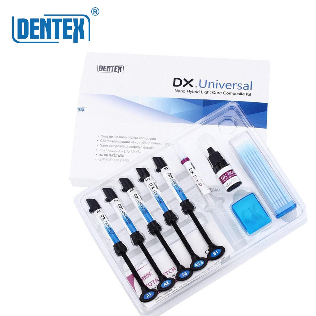 Kit de resina de compuesto de cura dental Dentex Light Shade A1 A2 A3 A3.5 B1