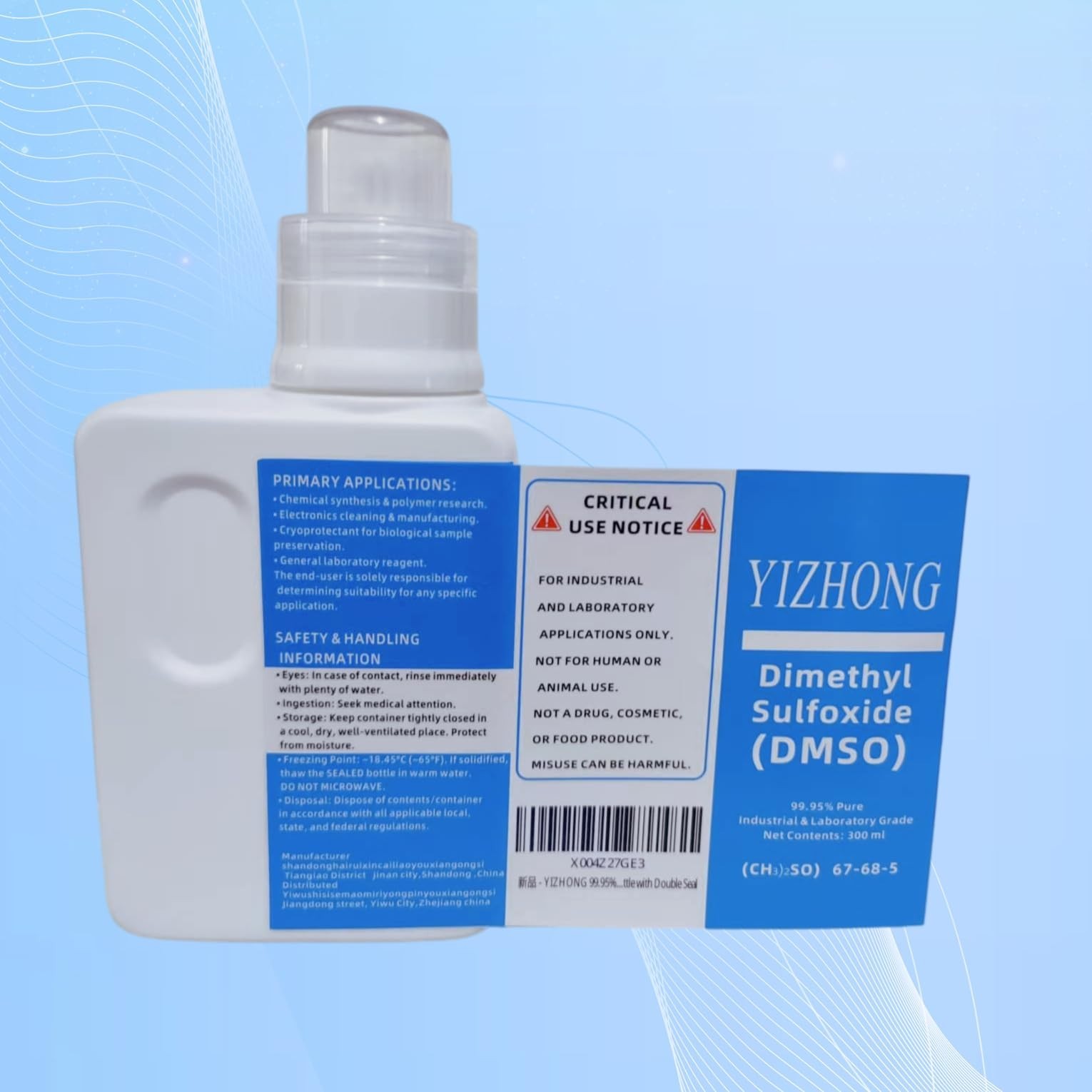 99.95% Pure Dimethyl Sulfoxide DMSO – Industrial Laboratory Grade Solvent 300ml
