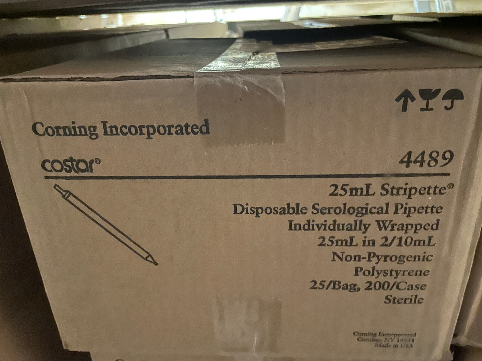 CORNING 25mL PS Stripette pipette Serological Pipet sterile 4489 pipet 25 ml bag