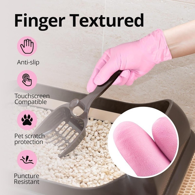 Pink Nitrile Disposable Gloves Powder Free Food Safe Ambidextrous Latex Allergy