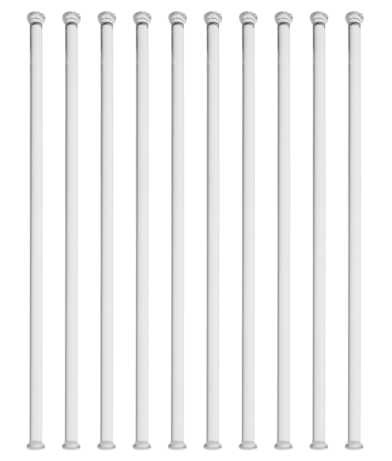 10PK Glass Stirring Rods, 11.8″ – Dual Button Ends, 6mm Diameter – Eisco Labs