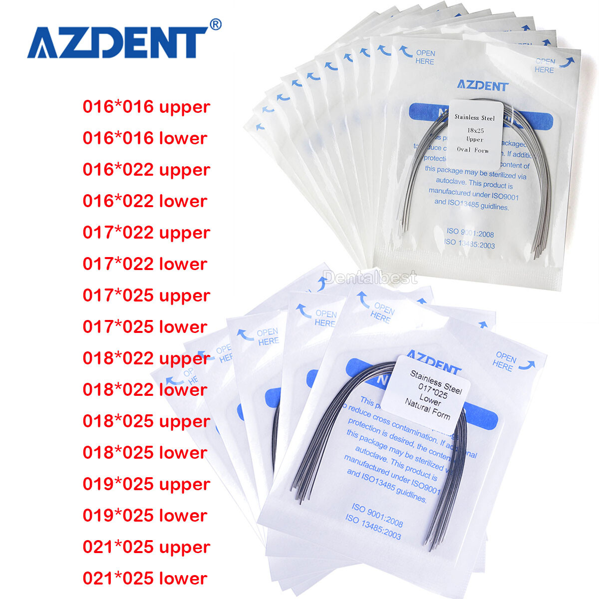 AZDENT Dental Ortho Stainless Steel Arch Wires Rectangular Ovoid Natural Form