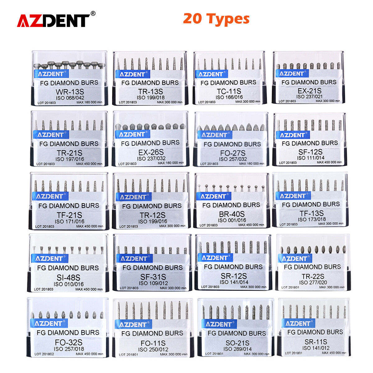 AZDENT Dental Super Coarse Diamond Burs Drills FG For High Speed Handpiece