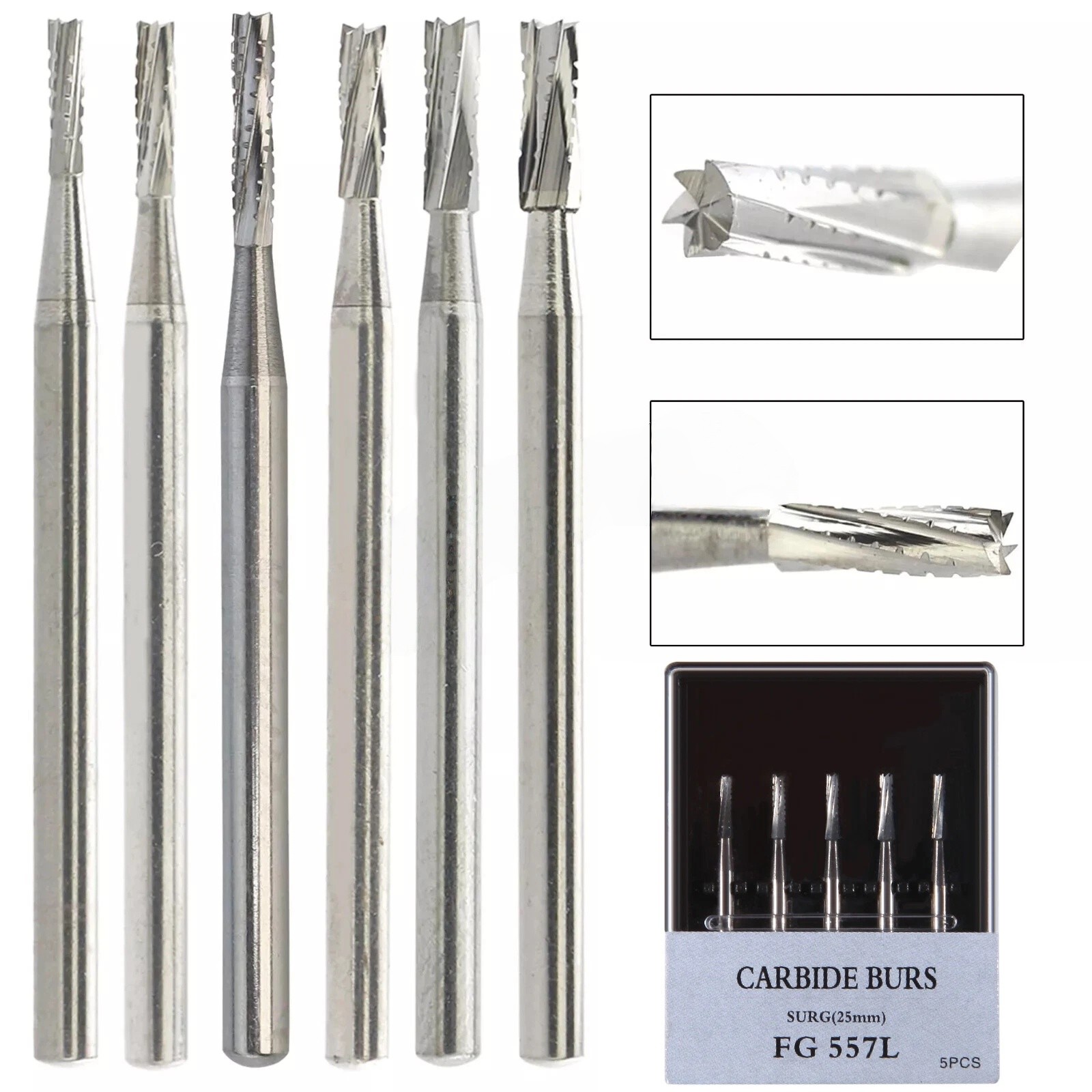 Dental Surgical Burs Round Long 4 556 557 558 330 Carbide Burr High Speed 25mm