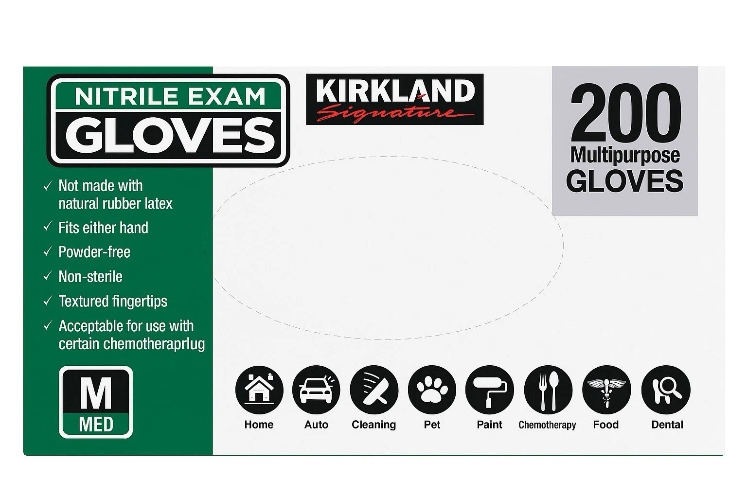 Kirkland Signature Nitrile Exam Gloves Powder Free 200 Count Size Medium