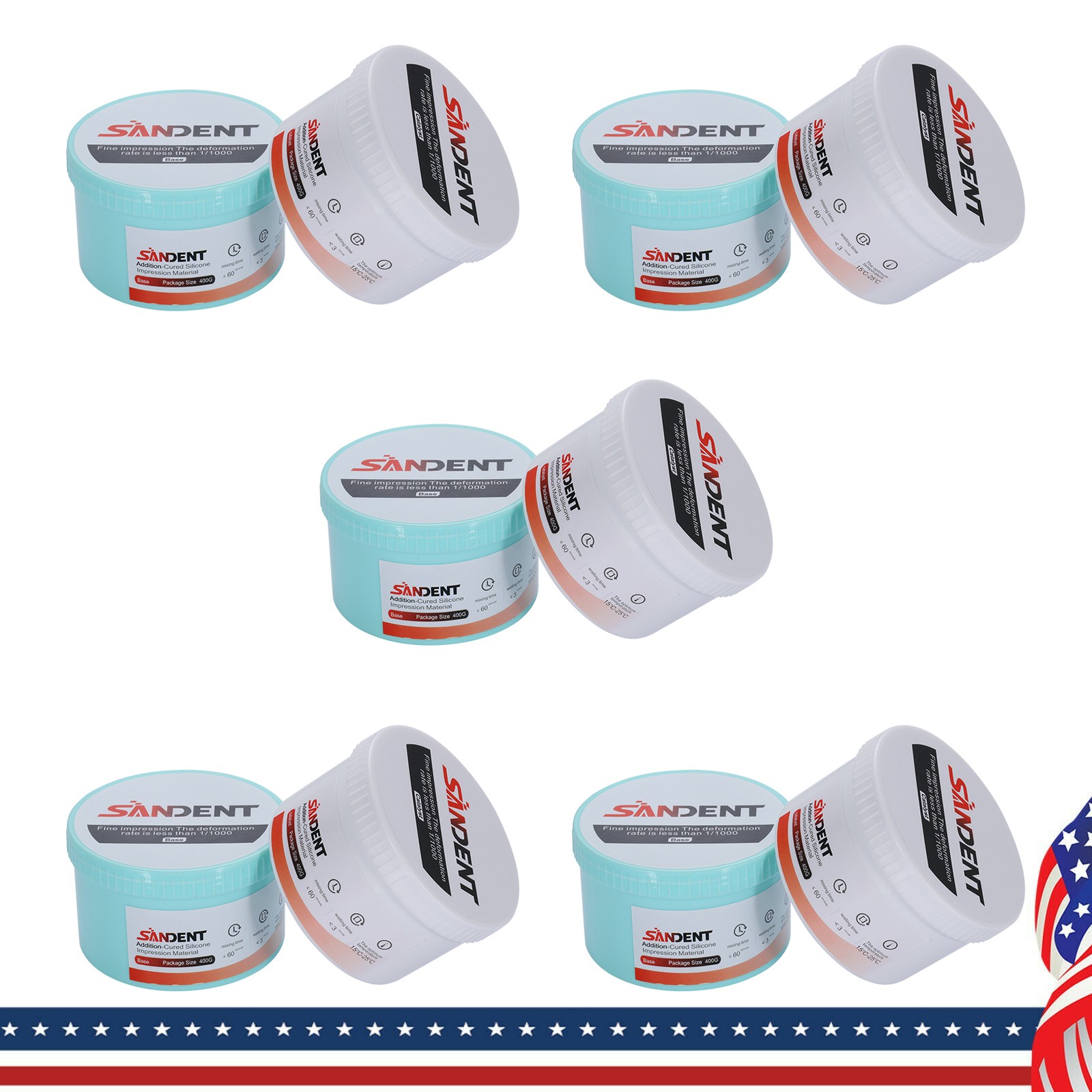 1-10 Sets SANDENT Dental Silicone Rubber Impression Material Putty Soft PVS VPS