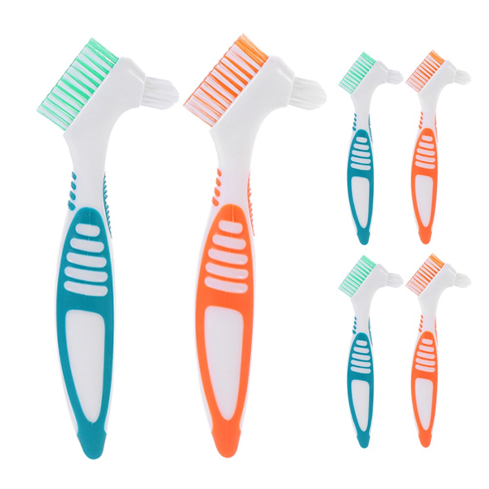 6 Pcs Denture Cleaning Brushes Dual Toothbrush For False Teeth Care Anti Handle