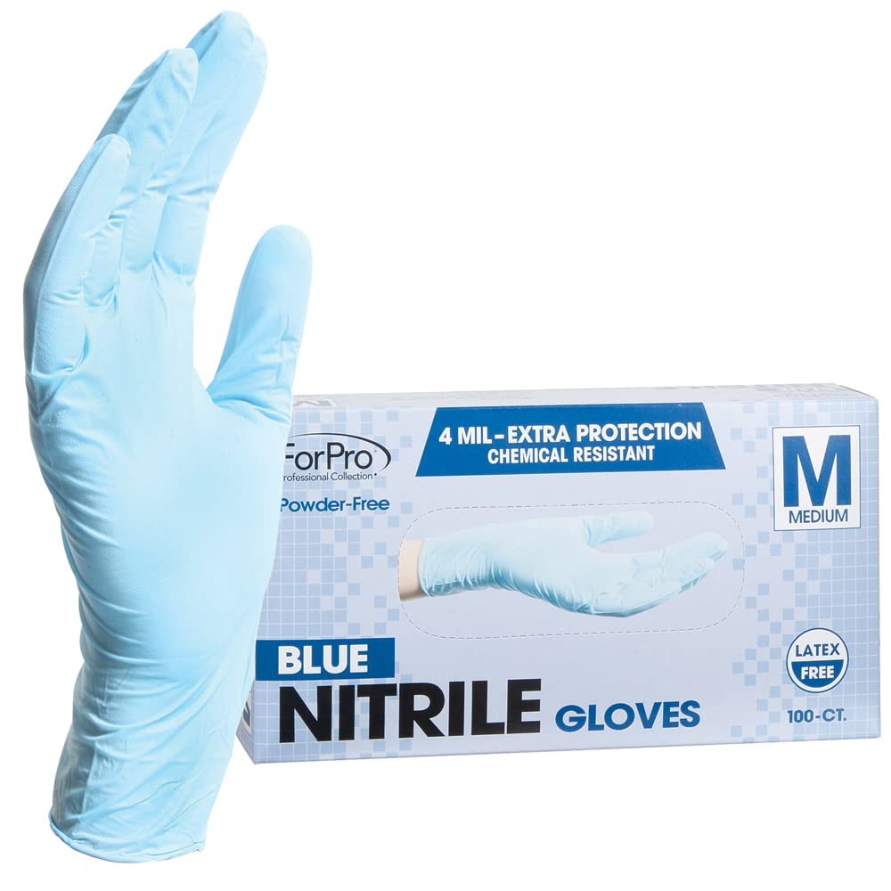 Large Pack of 100 Blue Nitrile Gloves Disposable Food Safe Latex Free 4 Mil