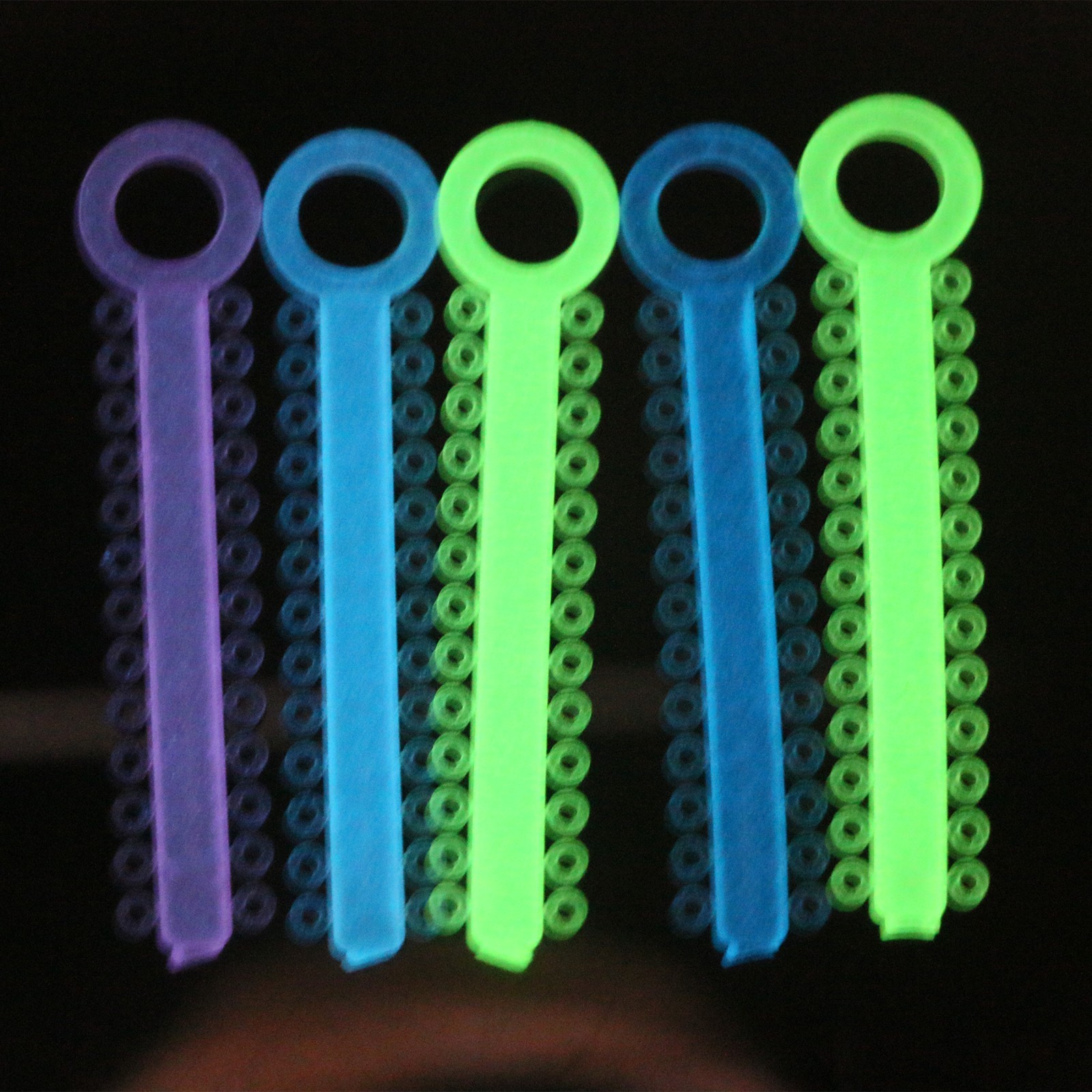 Dental Glow in Dark Orthodontic Ligature Ties Assorted 40 Sticks Elastic Rubber