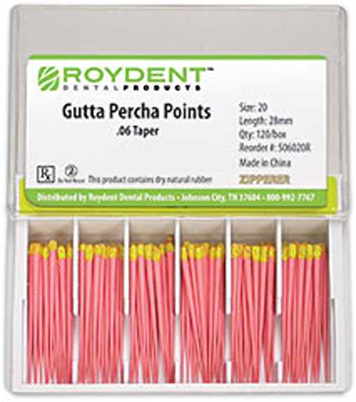 Obturation Gutta Percha Points – Color Coded .06 Taper By ROYDENT (120/pk)
