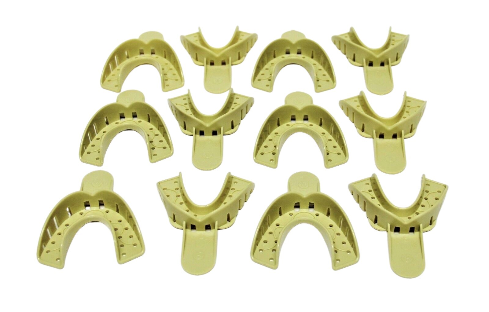Dental Plastic Impression Trays Perforated Autoclavable Lower Small LS #6 12 Pcs