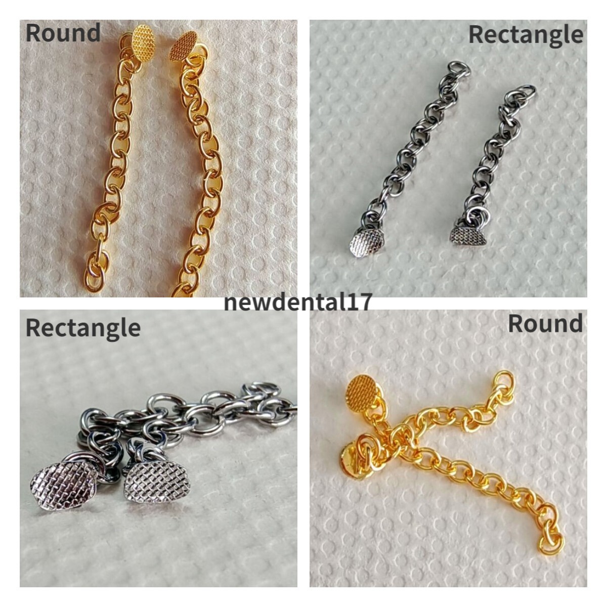 Dental Orthodontic Traiction Chain Lingual Button Round Mesh Gold/Silvery