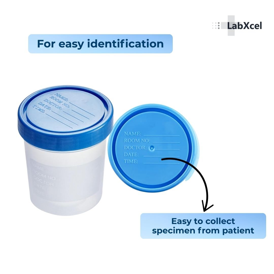 LabXcel Specimen Containers 120mL Polypropylene Screw Cap Sample Collection Cup