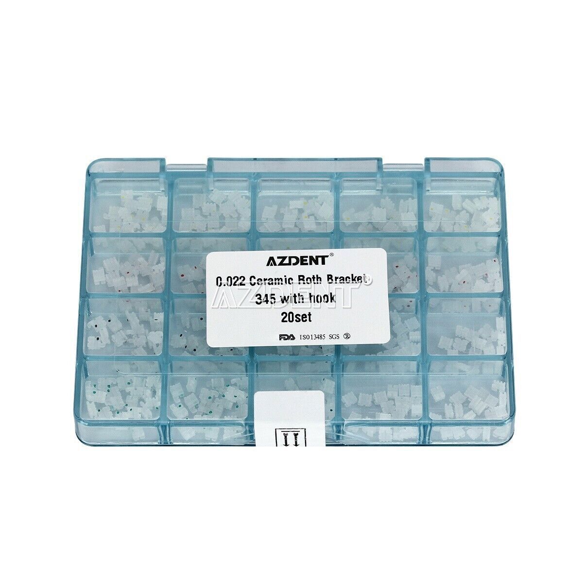 AZDENT Dental Orthodontic Ceramic Clear Bracket Brace MBT Roth 022 Hook 345 Mesh