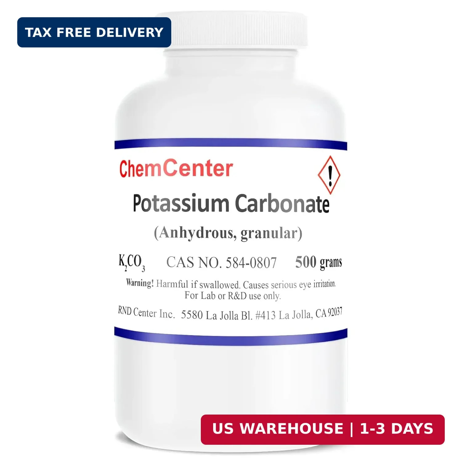 Potassium Carbonate 99% Pure – Dense Granular Reagent, 500g for Lab & Home Use