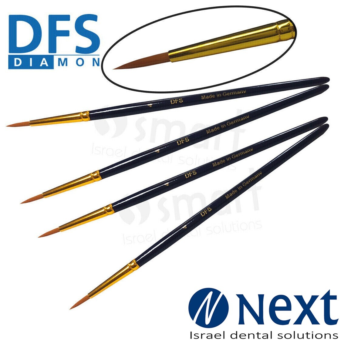 Lot x 4 DFS Dental Lab ceramic brush premium Synthetic hair №4 Germany porcelain