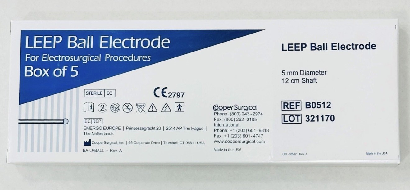 *5-Pieces** Cooper Surgical LEEP Ball Electrode 5mm Diameter 12cm Shaft B0512