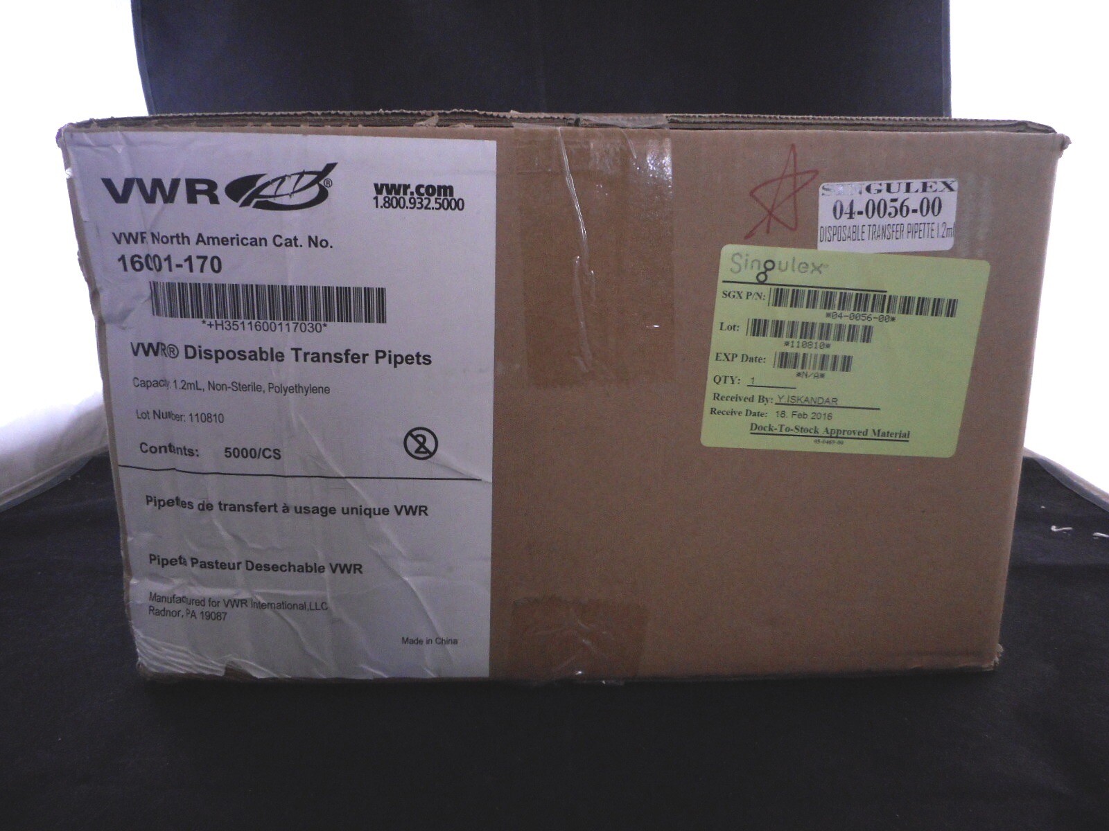 VWR Disposable Plastic 1.2mL Transfer Pipets Short Thin Stem 6.4cm 5000/CASE