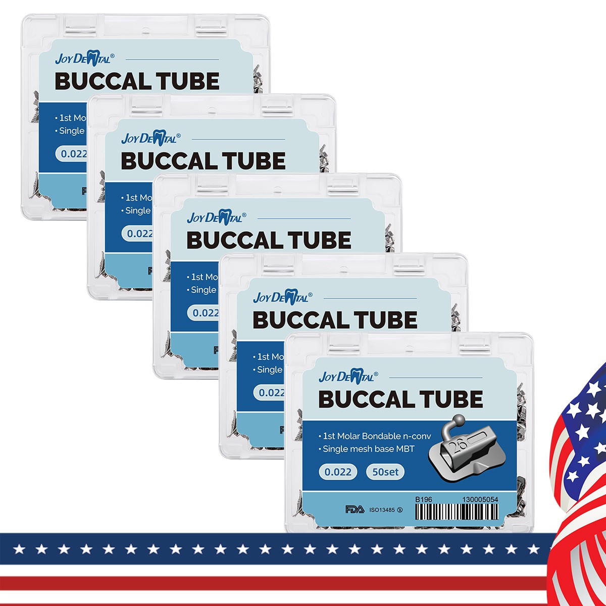 200PCS Dental Ortodoncia Tubos bucales de MBT 022 1er Molar Bondable Non-Conver