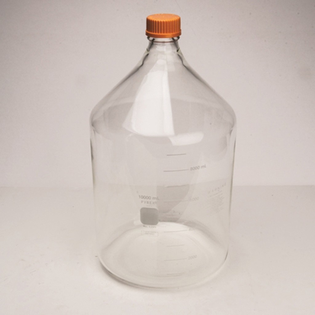 Corning PYREX® 10L Round Media Storage Bottles, with GL45 Screw Cap, 1395-10L