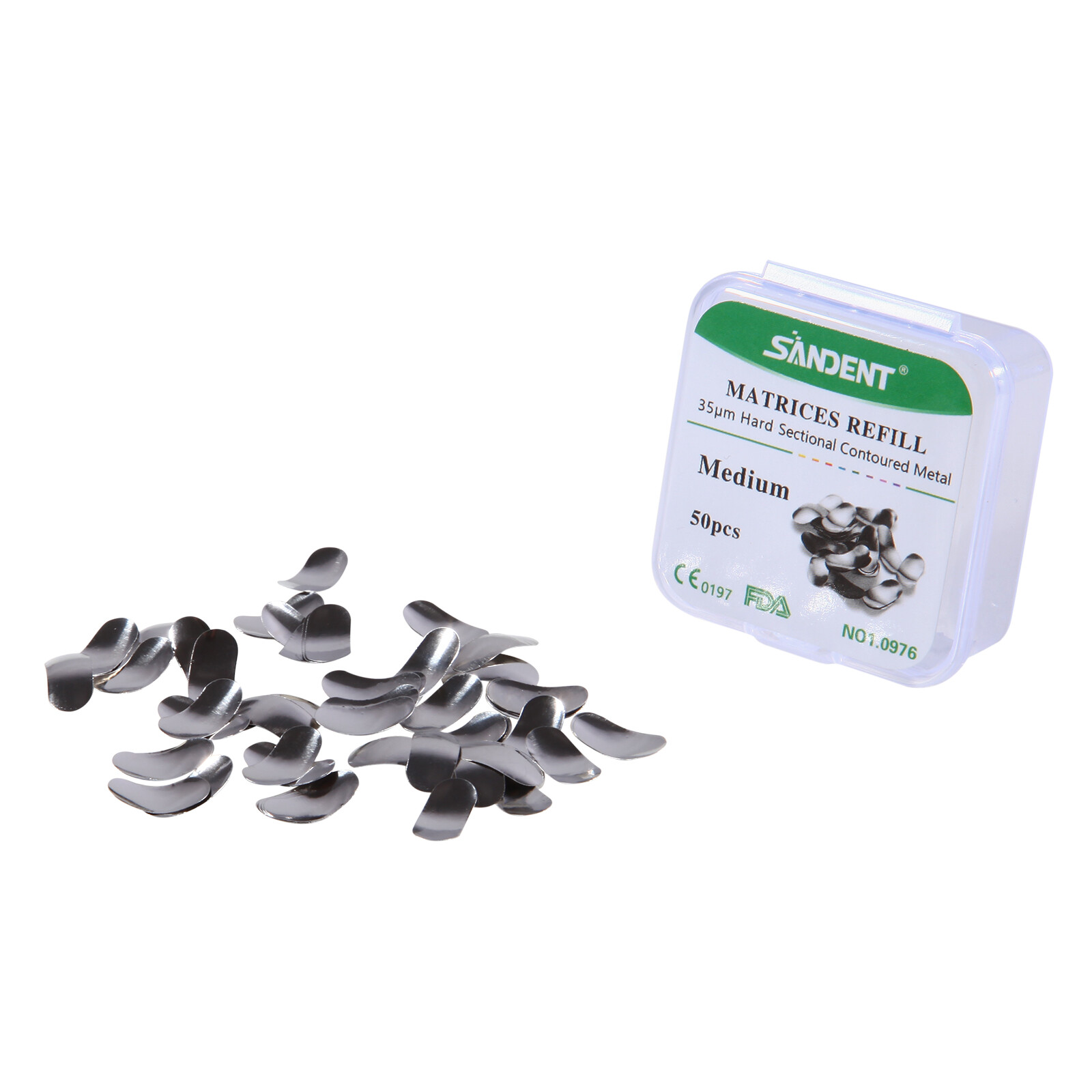 50Pcs Dental Metal Matrices Matrix Band Sectional Contoured Refill Medium 35μm