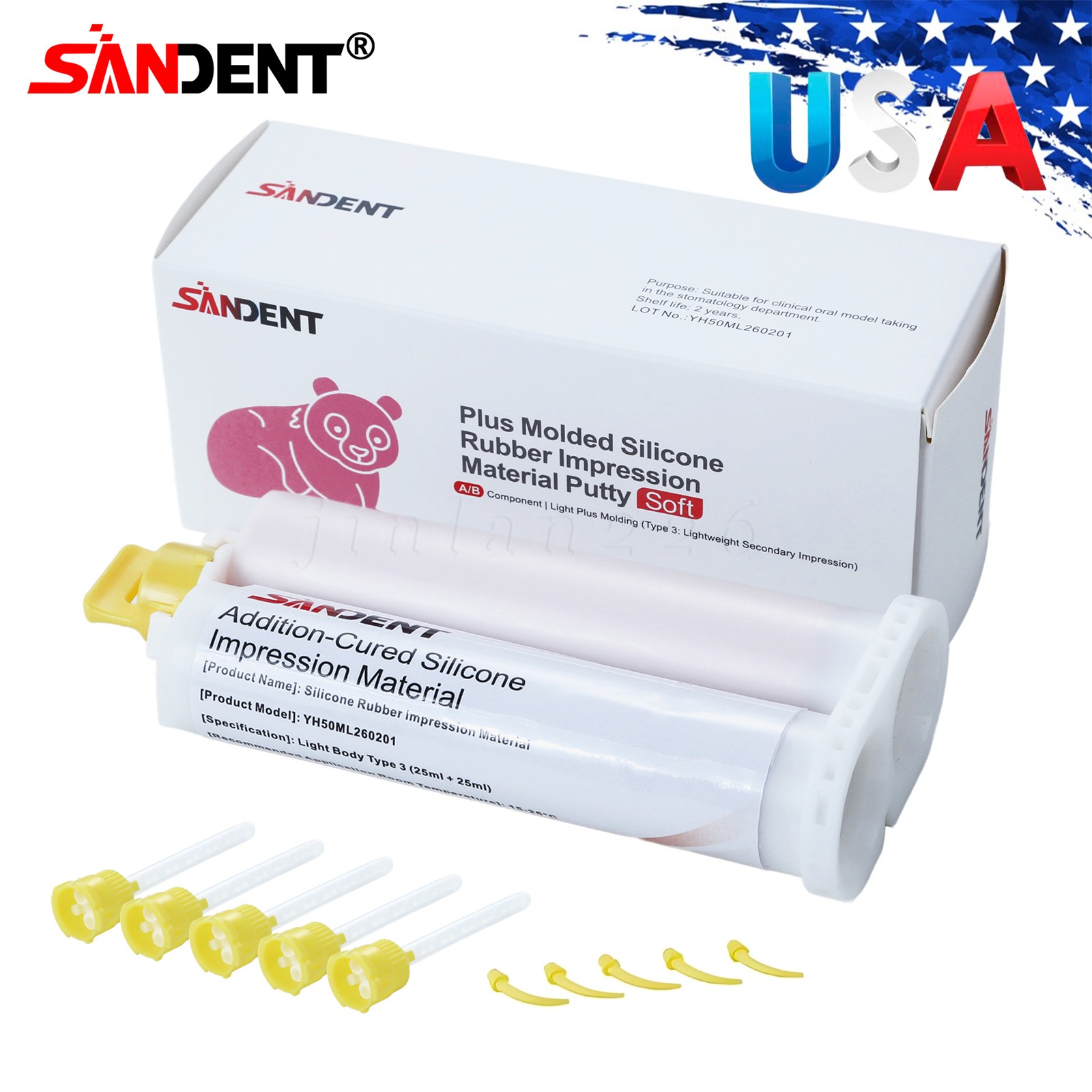 Dental Impression Material VPS Light Body Fast Set (4 Cartridge & 20 Tips) PVS