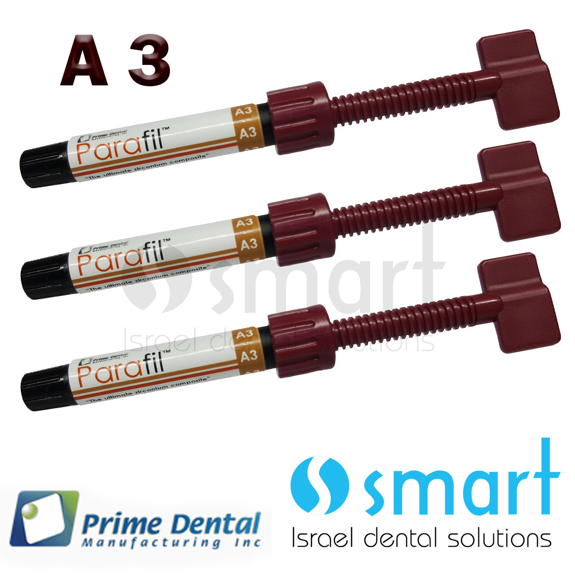 Lot x 3 Dental Parafil Zirconium composite universal restorative A3 Syringes