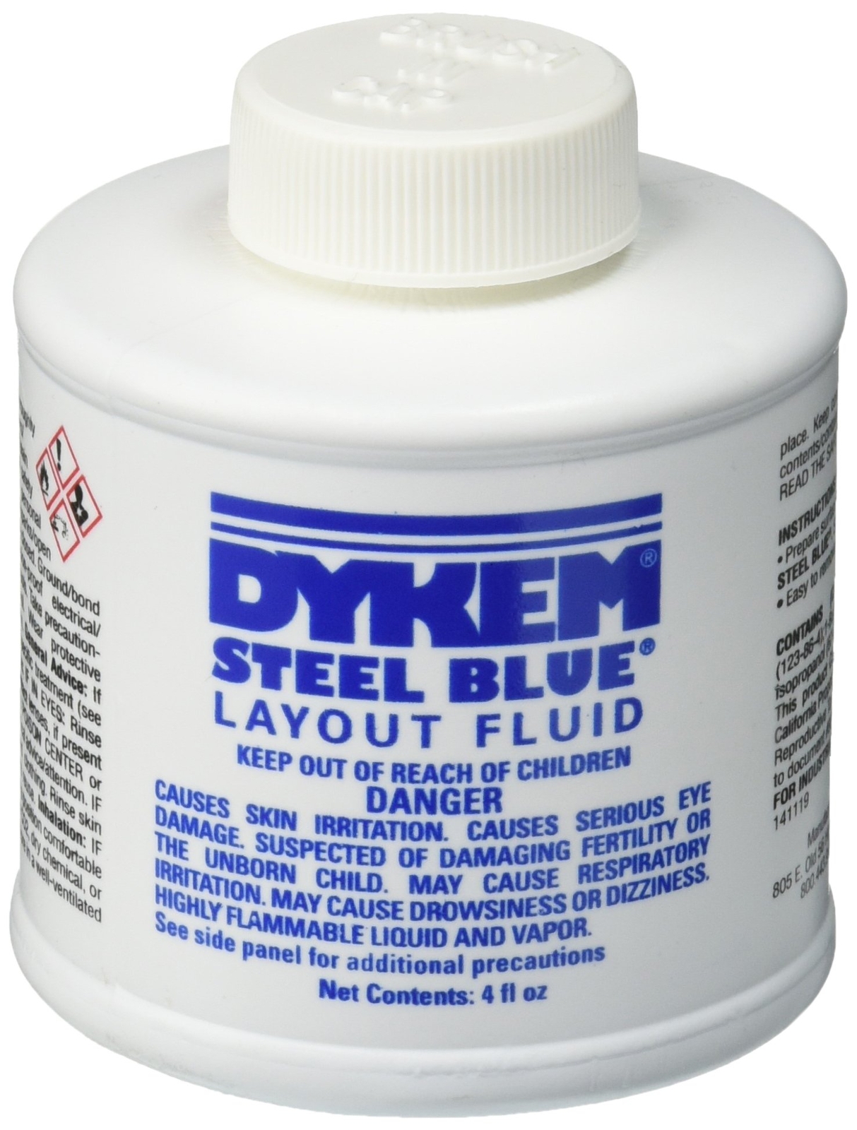 Dykem 80300 Steel Blue Layout Fluid Brushincap 4oz