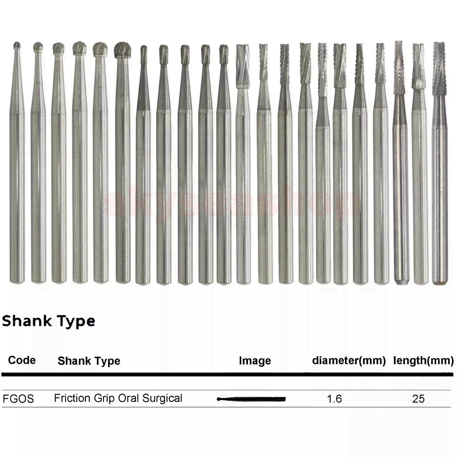 5-50pcs Dental Carbide Surgical Round Burs FG Long Surgery Friction Grip 25mm