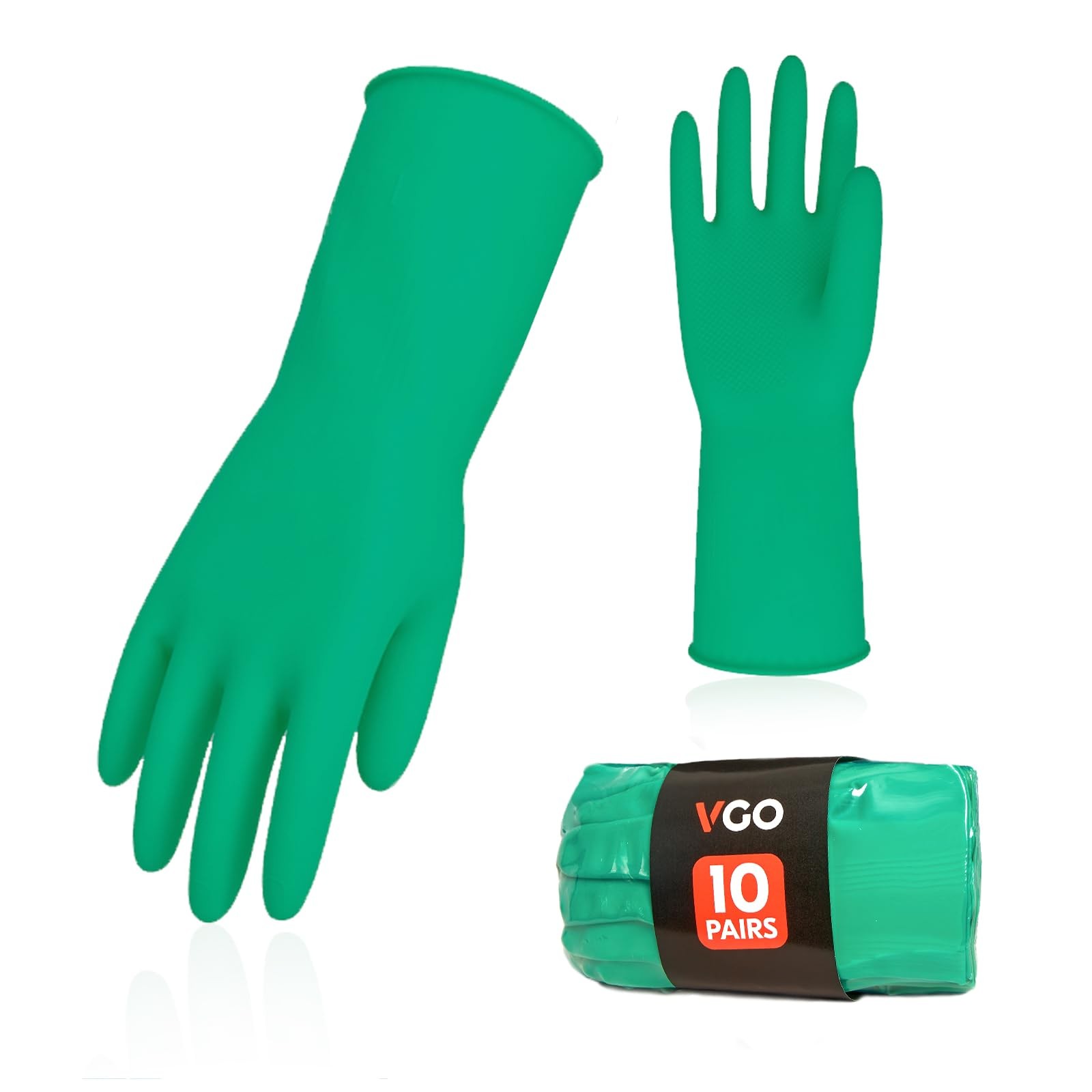 Vgo… 10-Pairs Reusable Household Gloves, Rubber Dishwashing gloves, Extra T…