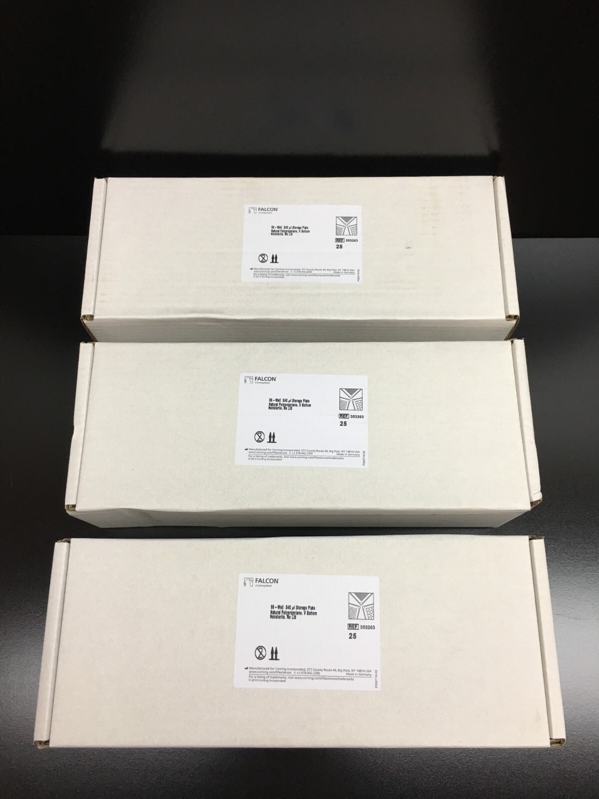Corning Falcon REF 353263 96-well Clear V-Bottom Storage Microplate 340uL Lot