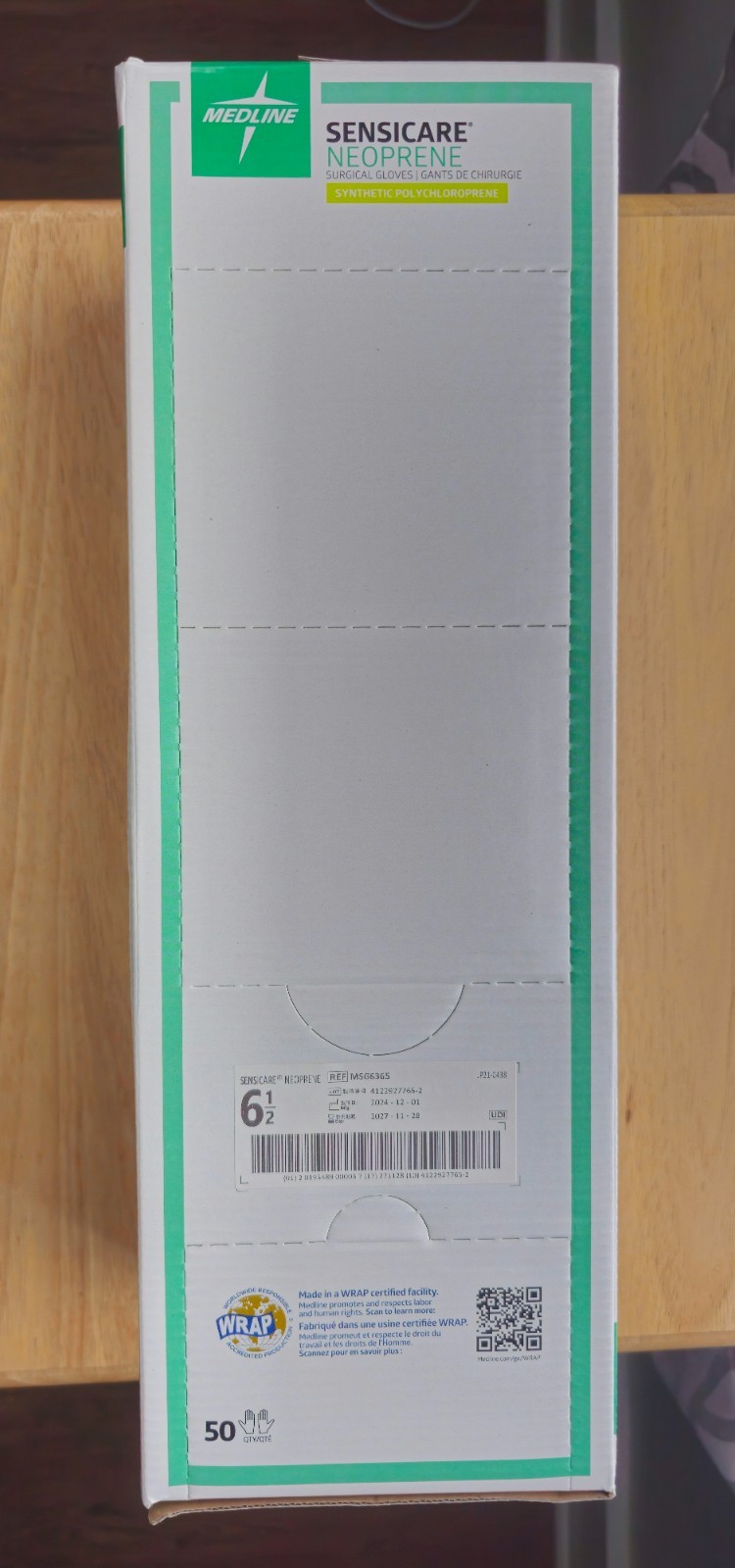 Medline SensiCare Neoprene Surgical Gloves Size-6.5 Sterile MSG6365 (50-Pairs)