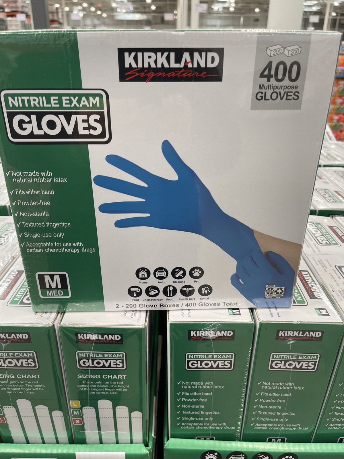 Kirkland Signature 467120 Nitrile Exam Gloves, Medium – 200 Count (2 Pack)