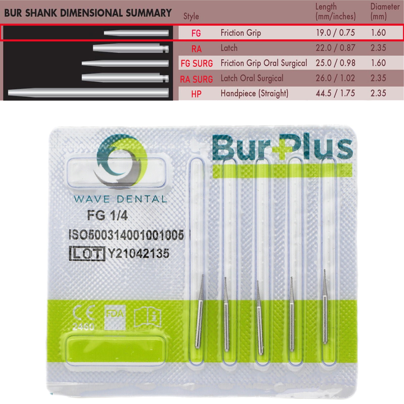 WAVE Dental Round Carbide Burs FG Bur #1/4 2 4 6 8 High Speed Burr Friction Grip