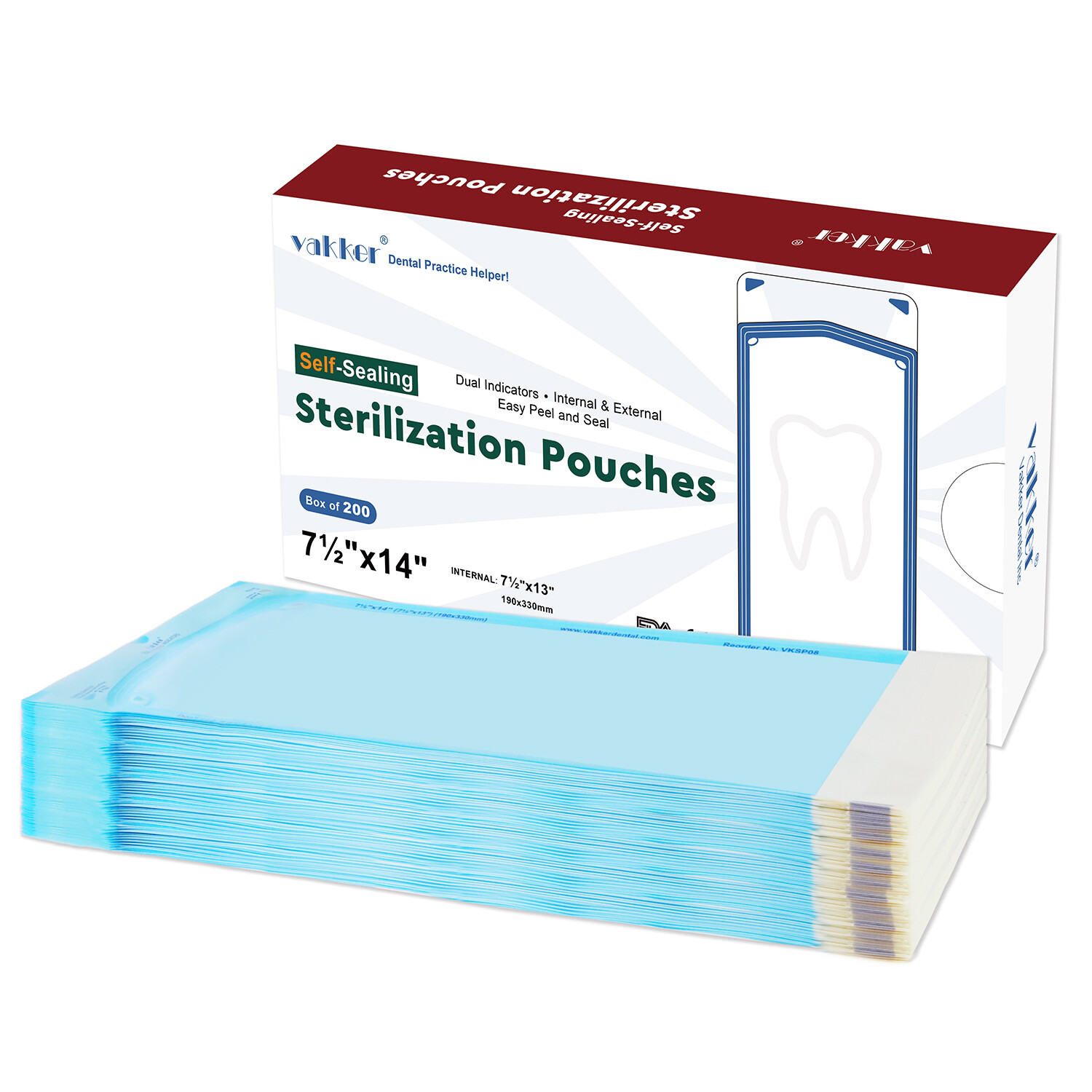 200PC 7.5″ x 14″ Self Sealing Sterilization Pouches Autoclave, Sterilizer Bag
