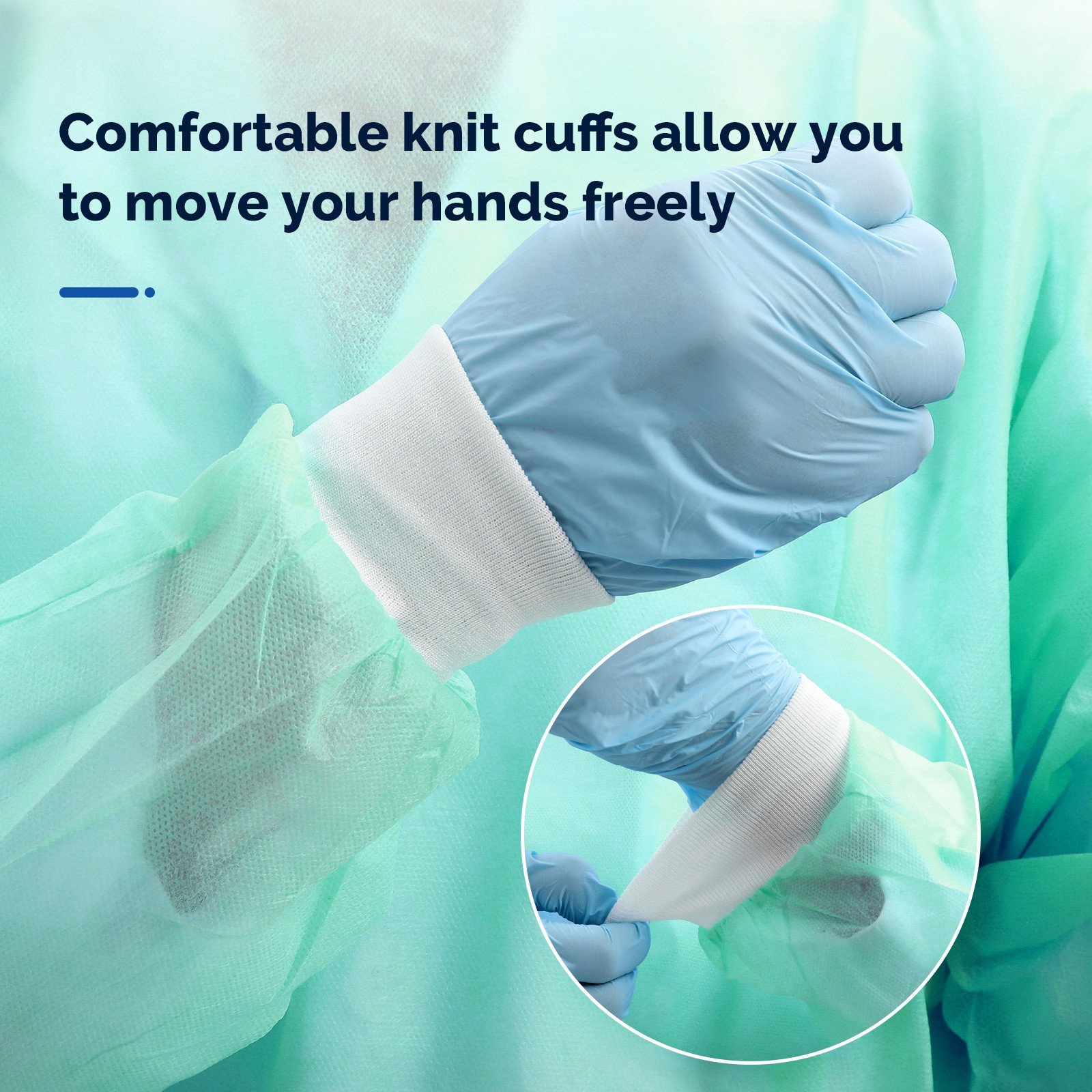 Dental Disposable Isolation Gown Gowns Knit Cuff Long Sleeve Soft 120*140cm