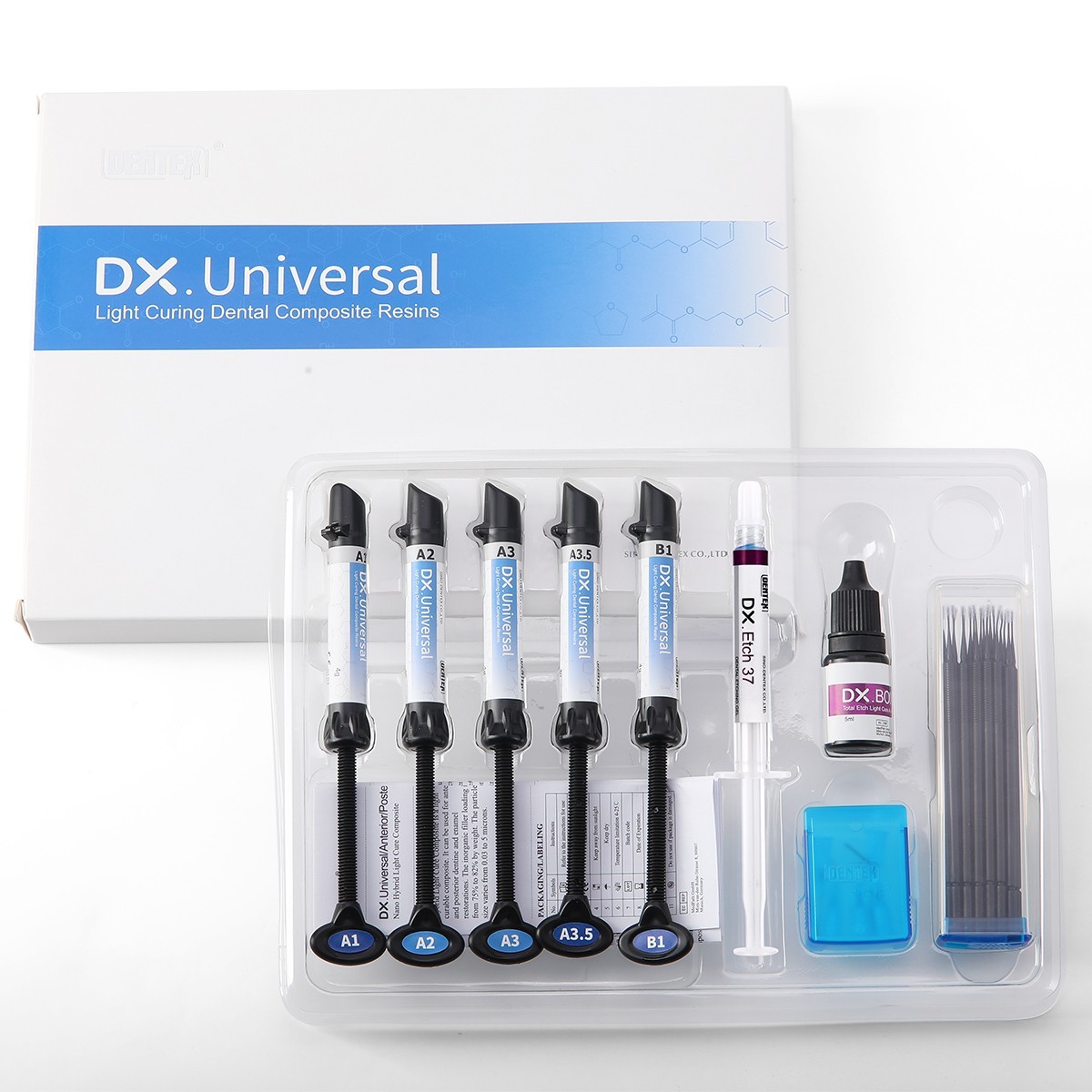 Dentex Dental resina de compuesto de cura Light Kit A1 A2 A3 A3.5 B1