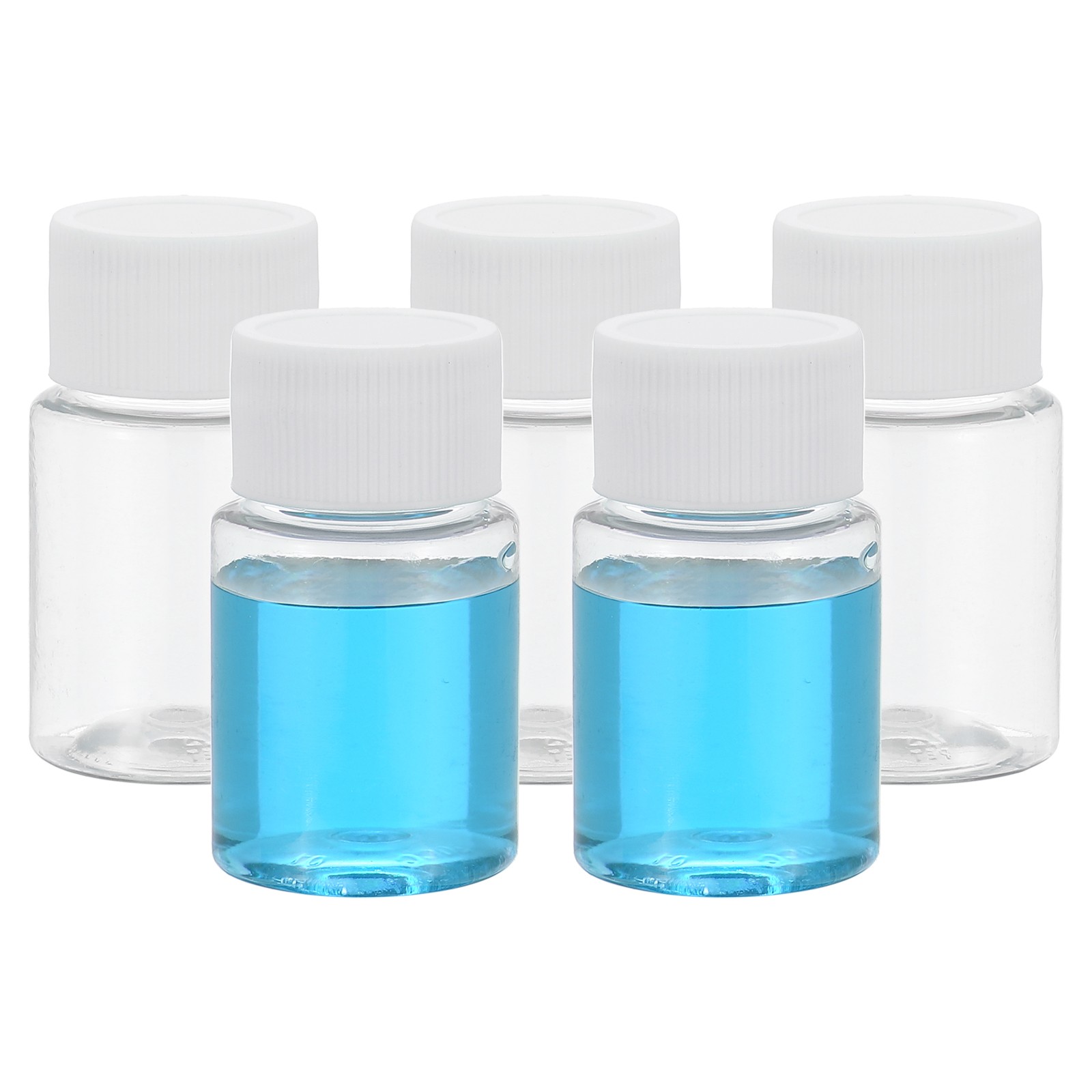 5 Pcs 30ml Reagent Bottles, PET Wide Mouth Round Bottles with Screw Cap