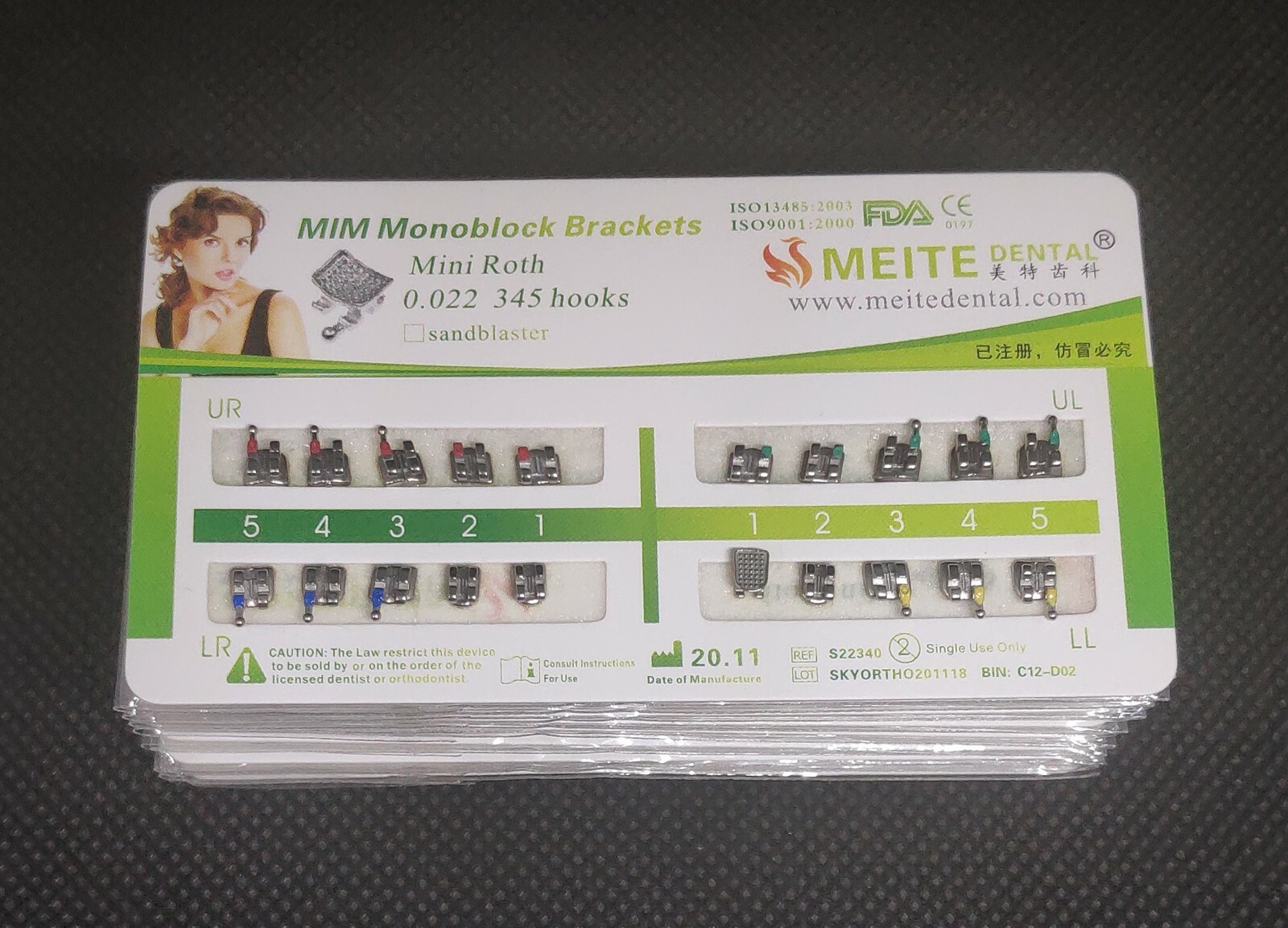 10Sets Dental Orthodontic Brackets MIM Monoblock Mini Roth MBT 022 018 345 Hooks