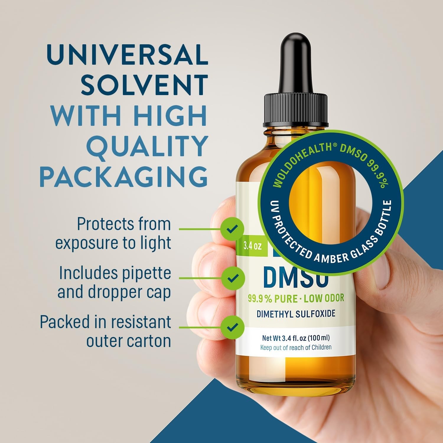 DMSO (Dimethyl Sulfoxide) 99.9% Pharmaceutical Grade 3.38Oz – Glass Bottle wi…