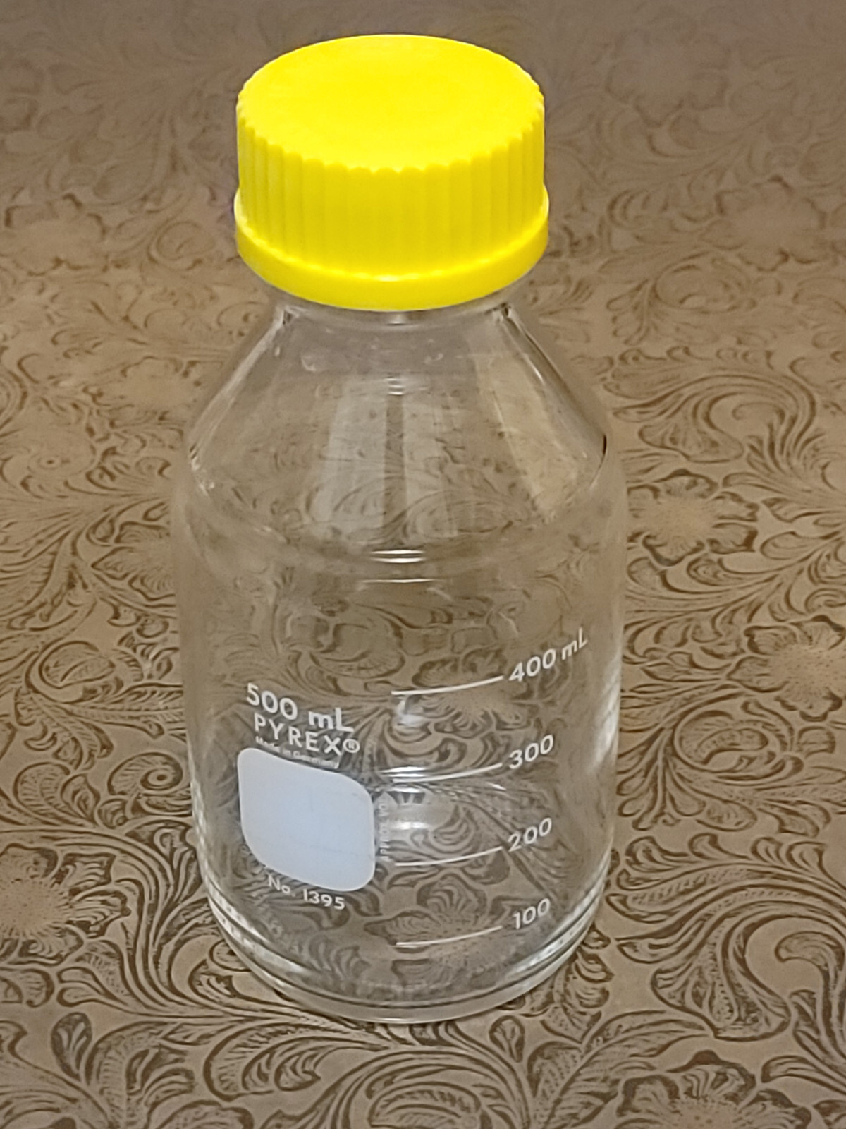 Pyrex 500mL Glass Storage Media Bottle W/GL45 Screw Cap And Drip Ring 1395 #38 ഝ