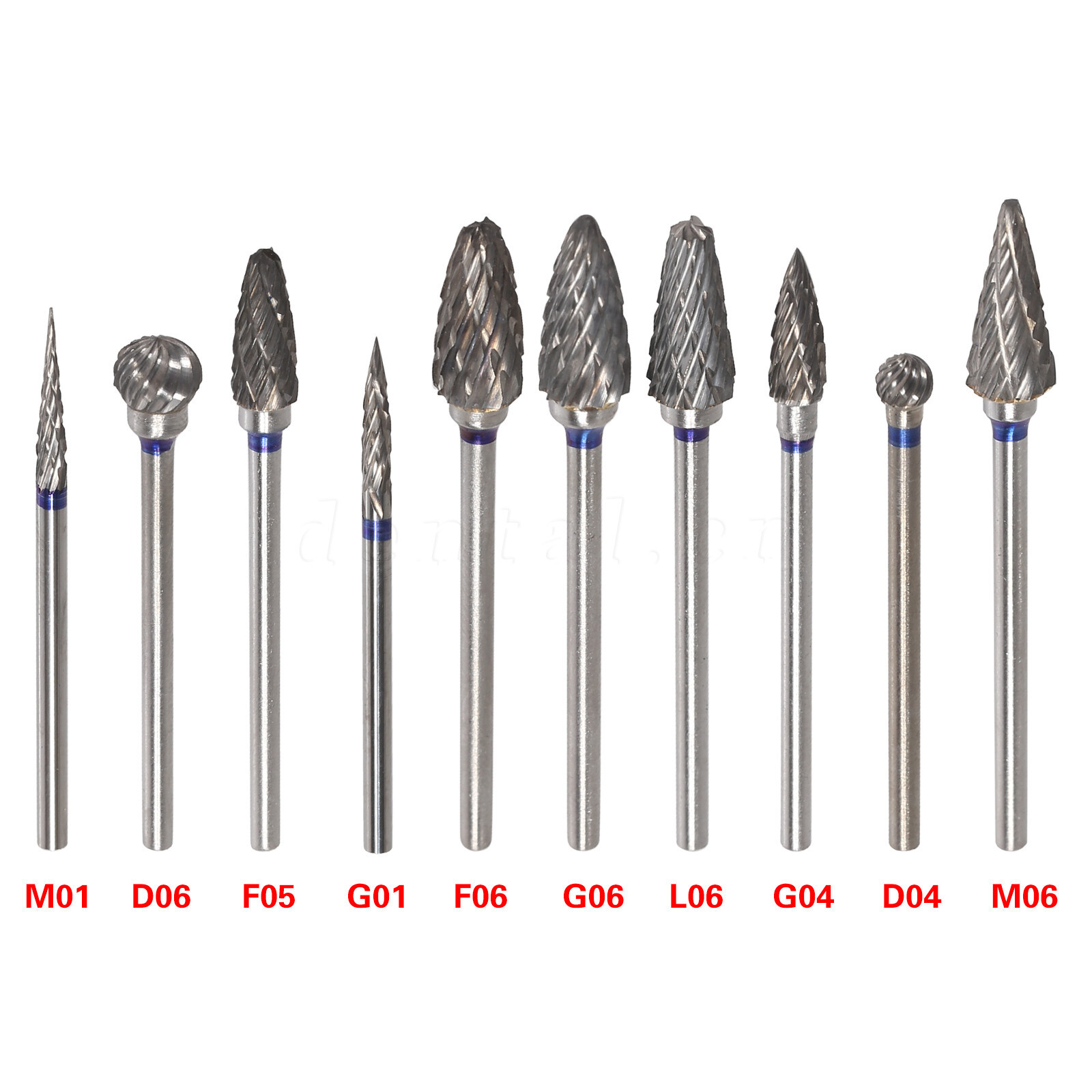 10 Pcs Dental Lab Tungsten Steel Carbide Burs Polishing Bur Drills HP 2.35mm
