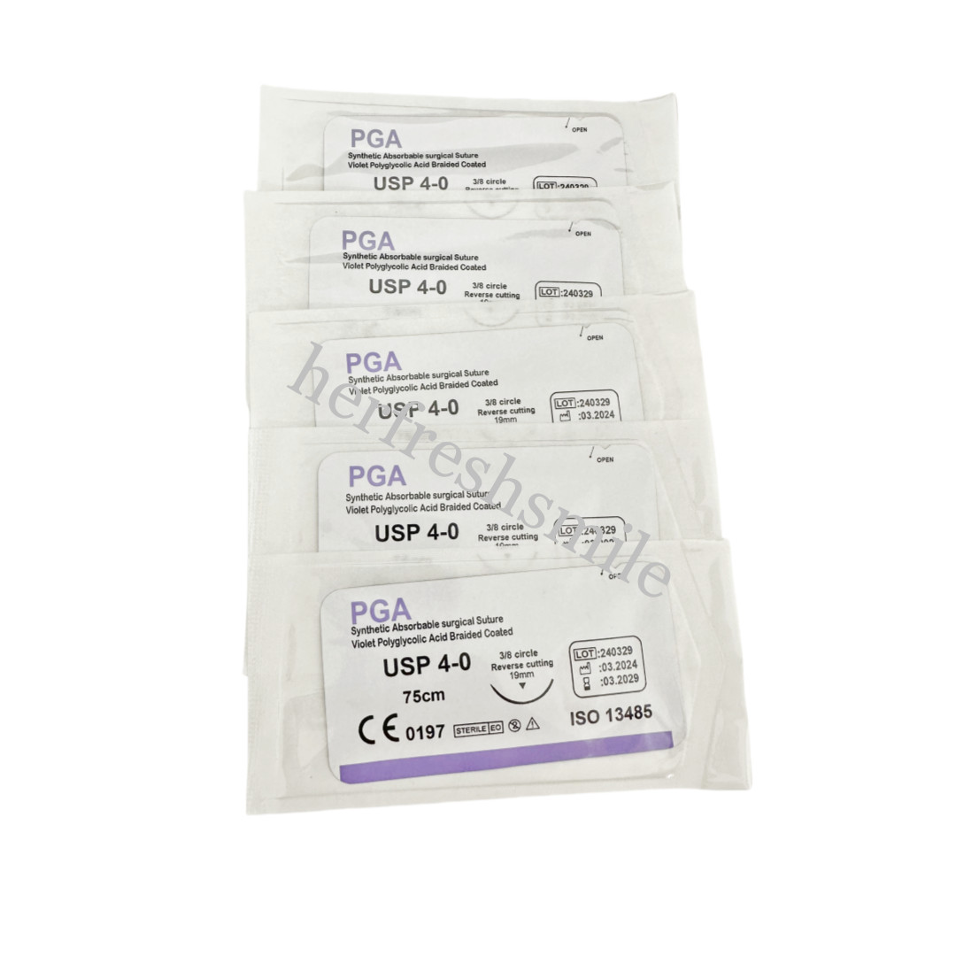 Dental Oral Surgical Suture Violet PGA 4-0 75cm 3/8 Reverse cutting