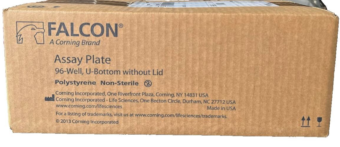 Falcon Corning 353910 Assay Plate 96-Well U-Bottom without Lid 50/case