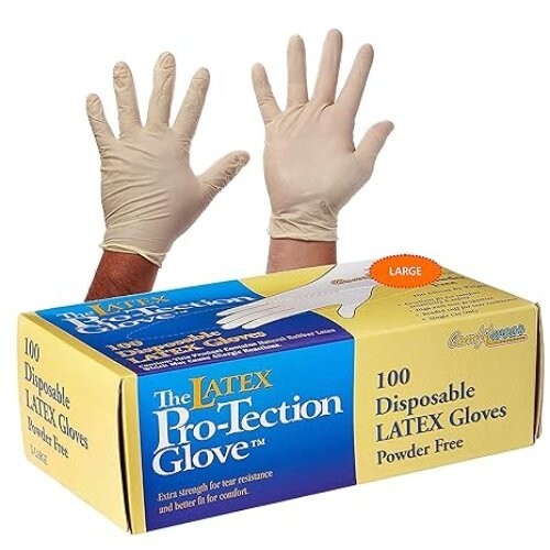 COMFITWEAR Disposable Latex Gloves, Powder Free Size Large(Pack of 100)