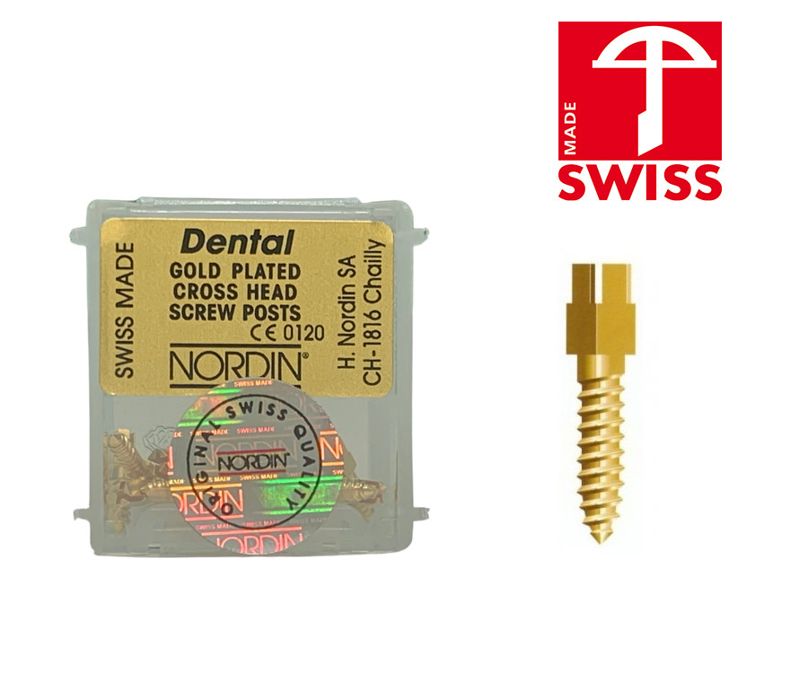 NORDIN Dental Gold Plated Screw Post ORIGINAL All Sizes Refill of 24 posts