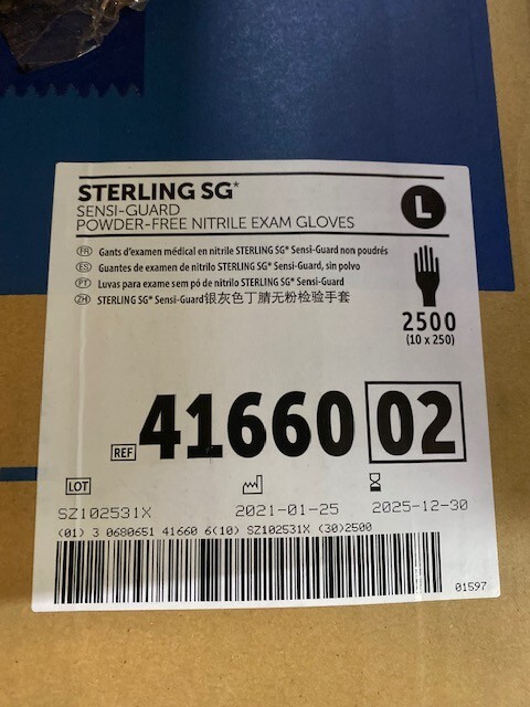 (Case of 2250) LARGE HALYARD STERLING NITRILE POWDER-FREE EXAM GLOVES (41660 02)