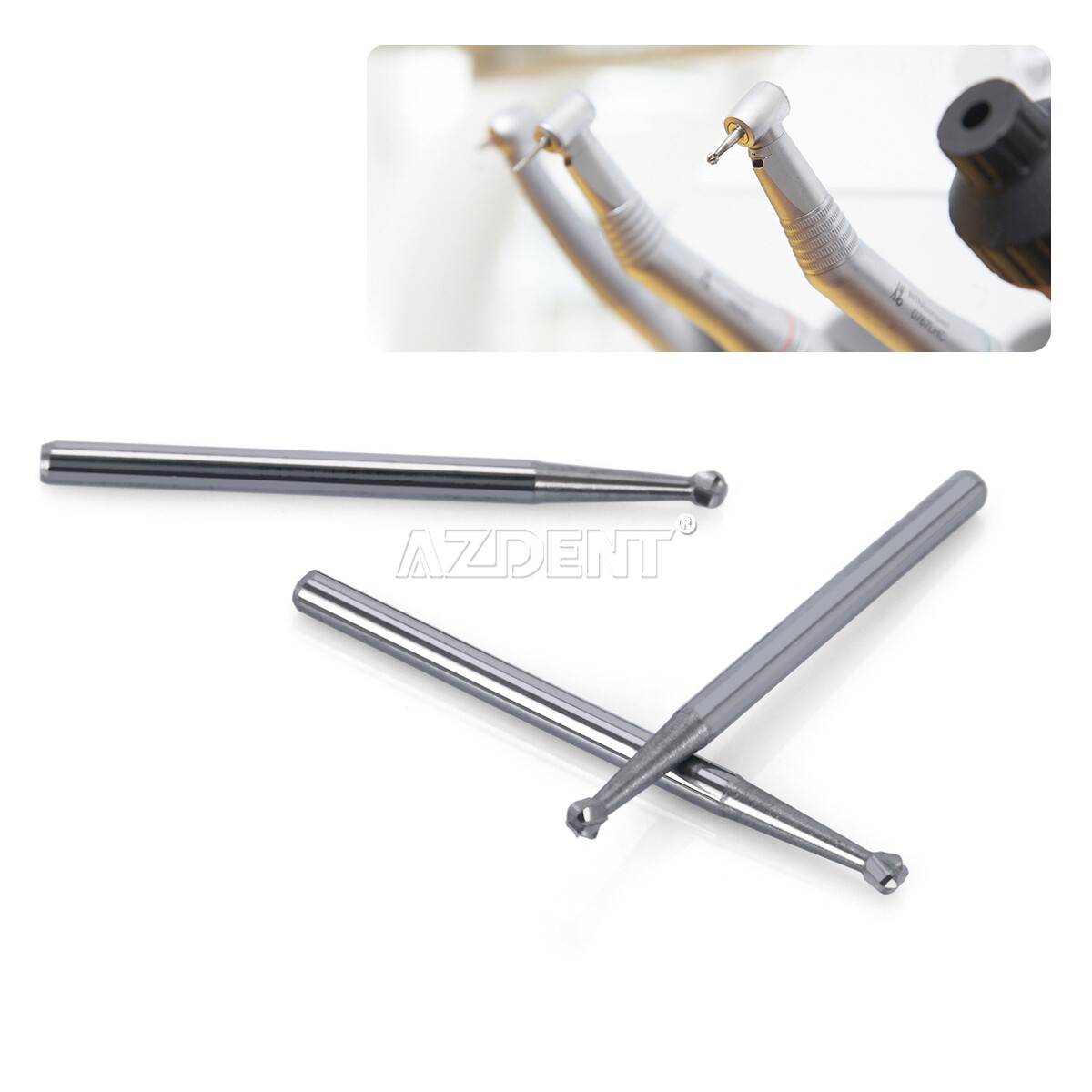 AZDENT Dental Surgical Handpiece FG Bur Tungsten Carbide Round/Straight Fissure